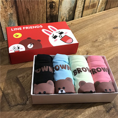 Lovely organic cartoon gift box, Brown cartoon briefs of bear girl briefs F Brown bear B group double sided printing