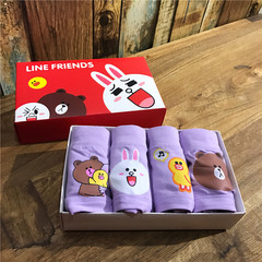 Lovely organic cartoon gift box, Brown cartoon briefs of bear girl briefs F One side printing of light purple series