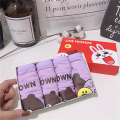 Lovely organic cartoon gift box, Brown cartoon briefs of bear girl briefs F Purple colored series of pre-sale delivery