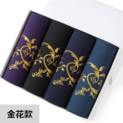 4 a pack of men's underwear pants breathable cotton, silk printing large fat young male underwear XL code 90 to 120 Jin Rattan flower