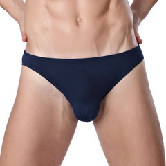 Men's underwear slim sexy low rise pants motion modal panties U convex narrow small triangular tight pants L Royal Blue