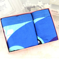 Cotton men's underwear couple cartoon creative boxer cotton lady triangle sexy personality gift box Male XL+ female size (Pocket) blue
