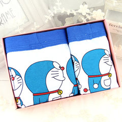 Cotton men's underwear couple cartoon creative boxer cotton lady triangle sexy personality gift box Male XL+ female size (Pocket) White and blue