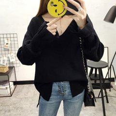 Fat mm autumn and winter 2017 New XL Womens skinny sweater shirt sweater loose fat sister 3XL [recommendation 175~200 Jin] black