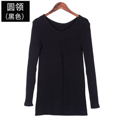 Large size women fat mm sweater female 2017 new winter add fertilizer increased 200 kg of elastic half high collar shirt XL reference weight 110-130 Black 6621