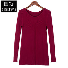 Large size women fat mm sweater female 2017 new winter add fertilizer increased 200 kg of elastic half high collar shirt XL reference weight 110-130 Wine red 6621