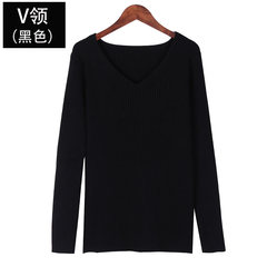 Large size women fat mm sweater female 2017 new winter add fertilizer increased 200 kg of elastic half high collar shirt XL reference weight 110-130 Black 6735