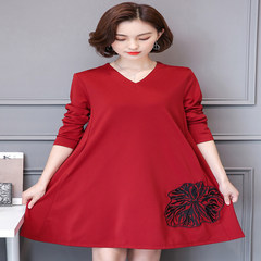 Large size women dress belly cover female fat sister code fat mm autumn add fertilizer increased 200 kg A word skirt XL [suggestion 110-130 Jin] Claret