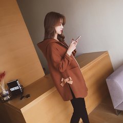 Fat mm autumn wool coat female Korean loose fall 2017 new large size women in long woolen coat M [recommendation 100 catties below] brown