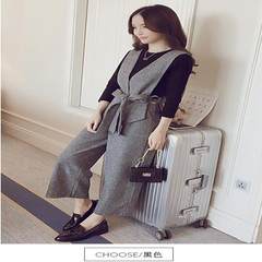 Fat sister large size women autumn 2017 new western style suit most fat mm love meat thin three piece by age Large code L black