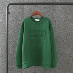 Fat fat XL Womens mm2017 new T-shirt loose thin spring all-match cotton sweater Large code XL green