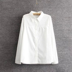 Fat mm autumn and winter 230 pounds of large size women with the White Shirt Girls Long cashmere shirt loose 200 pounds 3XL 4636- white collar