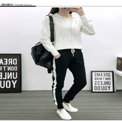 Large size women cotton pants female winter with cashmere loose skinny pants pants female Haren thickening casual pants L weight 100-120 Black and White Velvet