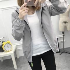 2017 new fat sister spring XXL outerwear fat XL loose coat jacket autumn fat mm Large code XL gray