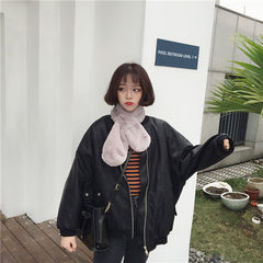 2017 spring and autumn women's new jacket leather loose Korean student Pu all-match source of autumn and winter wind Collect and buy small gifts Black quality [no cotton with lining]