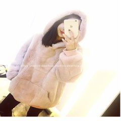 Warm fluffy head with velvet thickened in the long hooded faux fur coat loose and long sleeve sweater female winter Big code [for everyday wear L/XL] Reduced age flour (thickened)