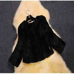 2017 new winter skin rabbit fur coat, the whole season long section of Haining fur a special offer. 3XL Short black