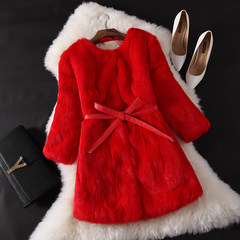 2017 new winter skin rabbit fur coat, the whole season long section of Haining fur a special offer. 3XL Long red