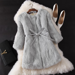 2017 new winter skin rabbit fur coat, the whole season long section of Haining fur a special offer. 3XL Long pale grey