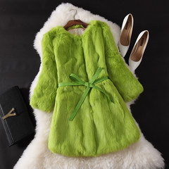 2017 new winter skin rabbit fur coat, the whole season long section of Haining fur a special offer. 3XL Long pale green