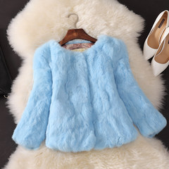 2017 new winter skin rabbit fur coat, the whole season long section of Haining fur a special offer. 3XL Short sky blue