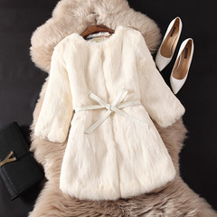 2017 new winter skin rabbit fur coat, the whole season long section of Haining fur a special offer. 3XL Long rice white