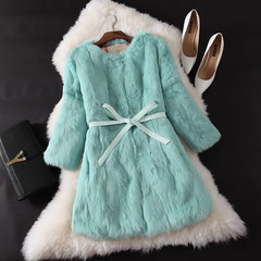 2017 new winter skin rabbit fur coat, the whole season long section of Haining fur a special offer. 3XL Mint Green