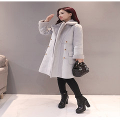 2017 new winter coat with South Korean female lamb cashmere coat in the long section of Korean students thick suede S 1288 gray