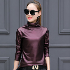 [photographed 55] Europe 9a11c cashmere Turtleneck Shirt and leather female long sleeved shirt shirt T-shirt small 3XL Claret