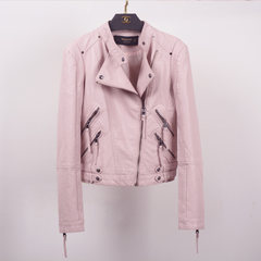 Every day special offer short spring 2017 new leather female Korean all-match all-match collar jacket jacket S Pink
