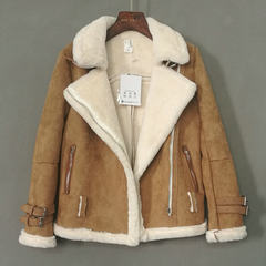 Winter suede coat female rabbit locomotive short fur Lapel velvet jacket with thickened Korean tide S Color card