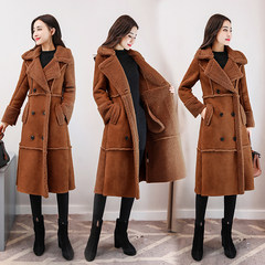My life before Luo Zijun the same coat in knee long coat suede windbreaker female 2017 new autumn M for about 106-115 pounds caramel
