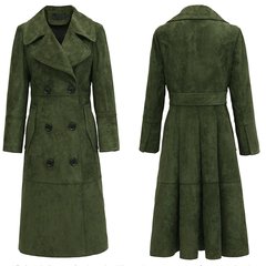 My life before Luo Zijun the same coat in knee long coat suede windbreaker female 2017 new autumn M for about 106-115 pounds Blackish green