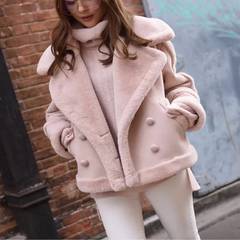 Special offer every day [] Korean version of the new suede coat winter fur loose short thick suede female M mall sync light pink