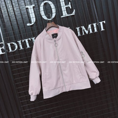 Ulzzang and 2017 new Korean female leather leather coat all-match Pu locomotive loose short jacket S Pink