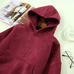Autumn lazy thickened SUEDE SIZE solid short hat hoodies schoolgirl blouse jacket M Claret
