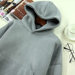 Autumn lazy thickened SUEDE SIZE solid short hat hoodies schoolgirl blouse jacket M gray