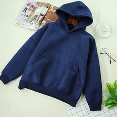 Autumn lazy thickened SUEDE SIZE solid short hat hoodies schoolgirl blouse jacket M Jeans Blue