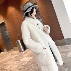 Australia imports sheep shearing coat woman 2017 new wool, fur, fur coat, one of the long section of Haining XL customization white