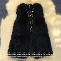 In the long section of imitation fur vest fur vest Vest Jacket Size 2017 female new winter fur coat 3XL black