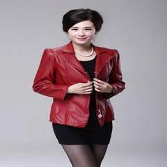 Middle aged woman fur coat short jacket, spring and autumn 30-40-50 years old, middle-aged and old woman dress autumn outfit XL (for 90-110 Jin) Li Bai Hong