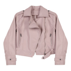 Designer club / fall short sleeved PU slim leather jacket lapel locomotive female new tide S Sakura Pink