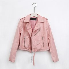 Every spring and autumn special offer short thin fur clothing female Korean slim PU thin jacket all-match locomotive S Pink thickening plus cotton
