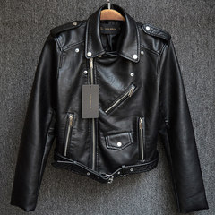 Every day special offer high-end fashion leather texture of female short PU leather jacket for autumn and winter S Black (single)