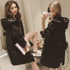 Mm large size women fall fat 2017 new female coat add fertilizer increased 200 pounds of fat sister in the long coat XXL suits 145-170 catties black