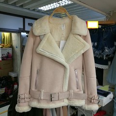 Winter suede coat female rabbit locomotive short fur Lapel velvet jacket with thickened Korean tide S Artificial mink upgrade Pink