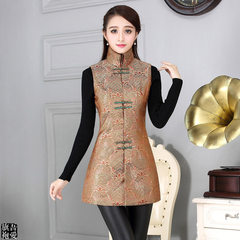 Folk style costume cotton dress jacket lady winter winter cotton padded vest vest modified Chinese New S yellow
