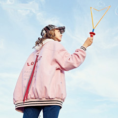 2017 fall short of embroidery ulzzang plus cotton coat soft sister small fresh suede baseball uniform students XS Pink [cotton]