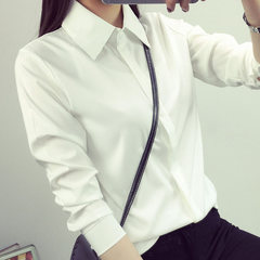 New white shirt with long sleeved cashmere female occupation loose all-match Han van ol occupation shirt female students XL (110-120 Jin) white