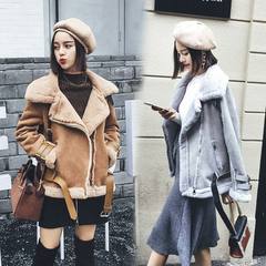 Suede lamb wool coat female short padded winter fur cashmere suede jacket with thickened Motorcycle Jacket Collection Plus shopping cart system priority delivery white